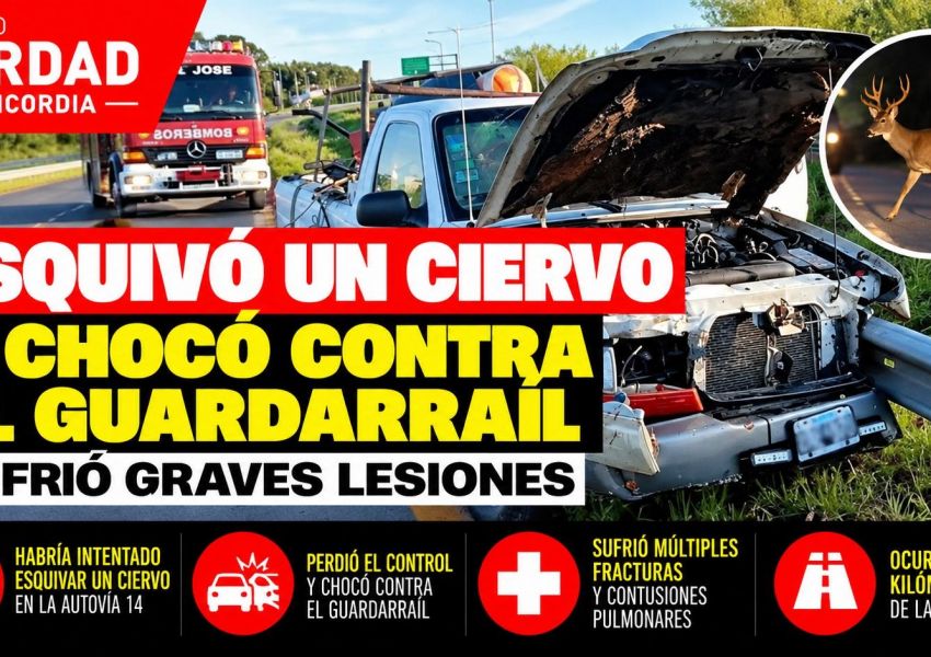 Intentó esquivar un ciervo en la Autovía 14, chocó contra el guardarraíl y sufrió graves lesiones