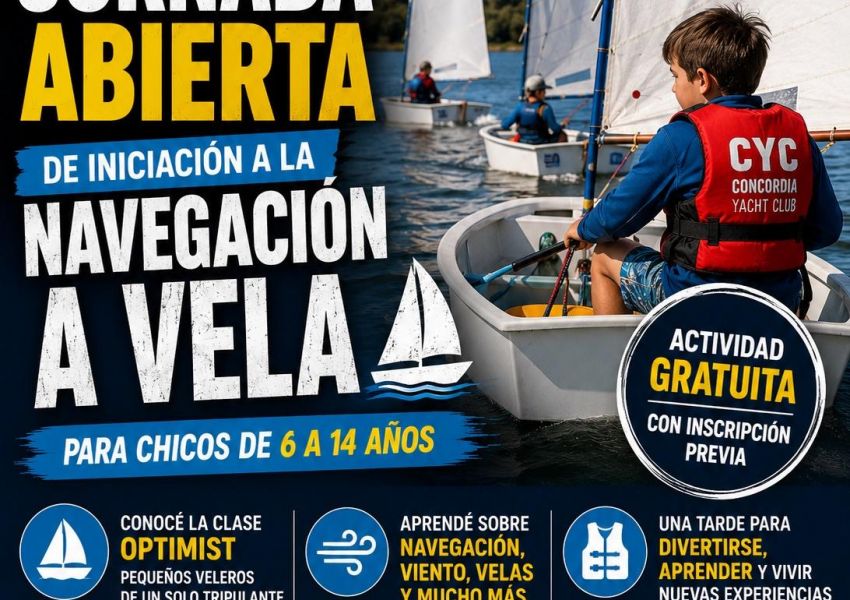 Invitan a chicos de 6 a 14 años a una jornada gratuita de iniciación a la vela en Concordia