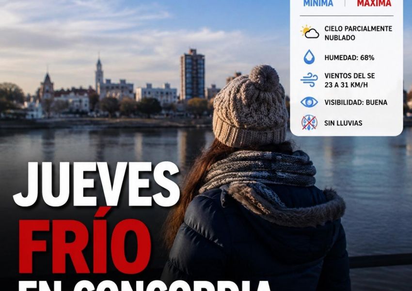Jueves con frío y algo de sol en Concordia: la mínima será de 5°C