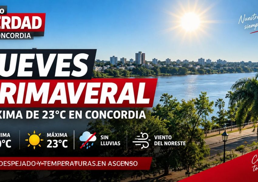 Jueves primaveral en Concordia: máxima de 23 grados y sin lluvias