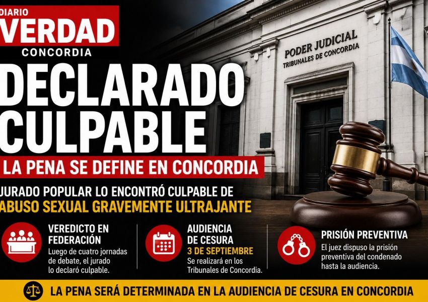 Jurado popular lo declaró culpable de abuso sexual y definirán la pena en Concordia