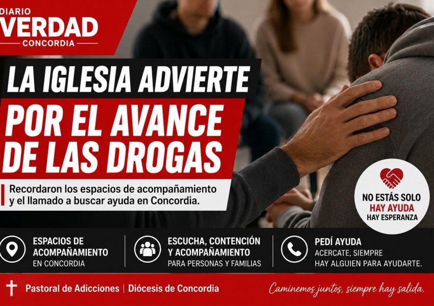 La Iglesia advirtió por el avance de las adicciones y renovó el llamado a buscar ayuda en Concordia