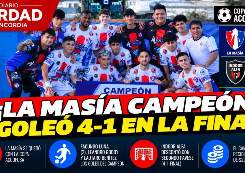 La Masía goleó a Indoor Alfa y se consagró campeón de la Copa ACCOFUSA