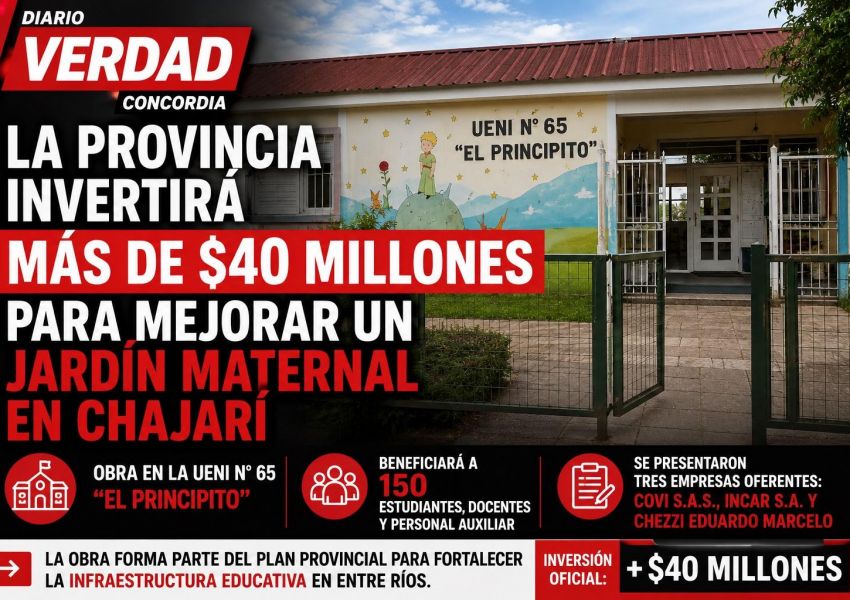La Provincia invertirá más de $40 millones para mejorar un jardín maternal en Chajarí