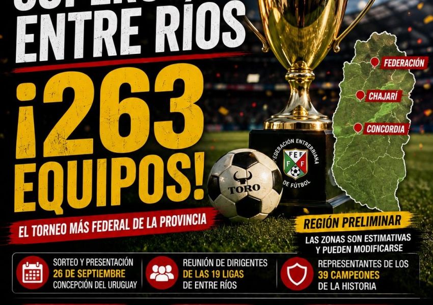 La Supercopa Entre Ríos prepara una edición histórica: proyectan un torneo con 263 equipos
