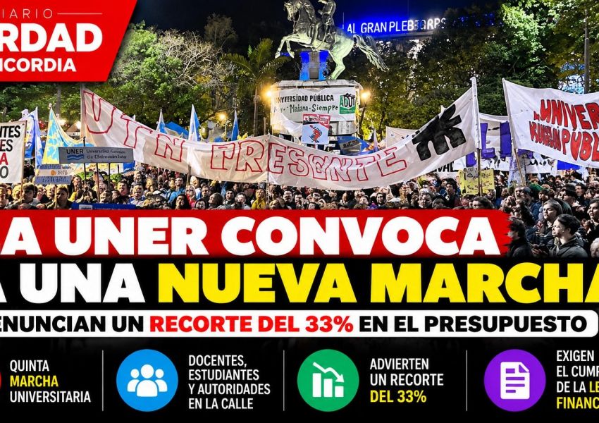 La UNER denuncia un fuerte recorte presupuestario y convoca a una nueva Marcha Universitaria
