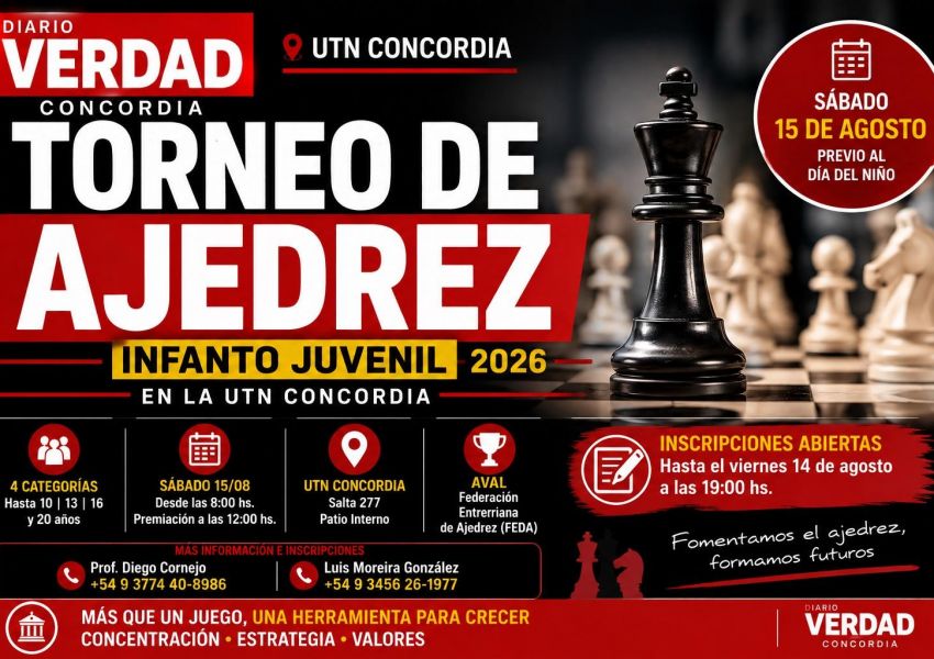 La UTN Concordia será sede de un torneo infanto juvenil de ajedrez