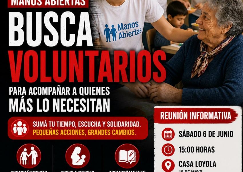 Manos Abiertas busca voluntarios para acompañar a personas en situación de vulnerabilidad en Concordia
