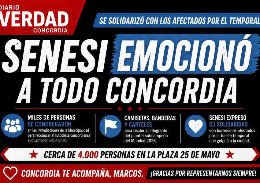 Marcos Senesi recibió el cariño de Concordia y se solidarizó con los afectados por el temporal