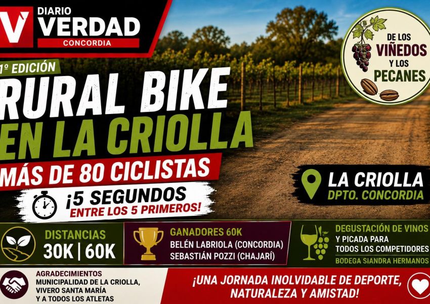 Más de 80 ciclistas disputaron el primer Rural Bike de los Viñedos y los Pecanes en La Criolla