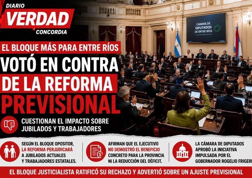 Más para Entre Ríos rechazó la reforma previsional y advirtió que afectará a jubilados y trabajadores