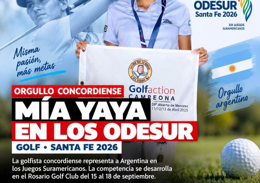 Mía Yaya lleva el golf concordiense a los Juegos Suramericanos Santa Fe 2026