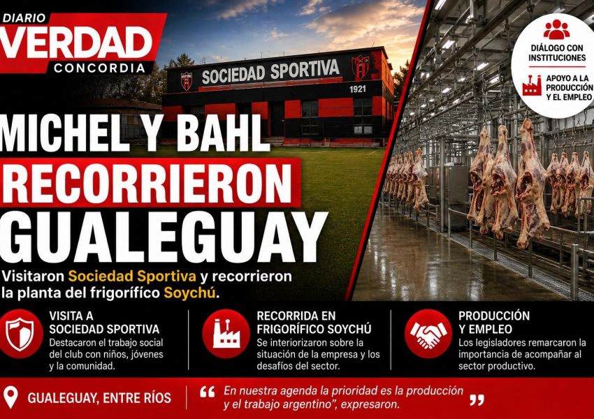 Michel y Bahl recorrieron Gualeguay: clubes, producción y empleo, los ejes de la agenda