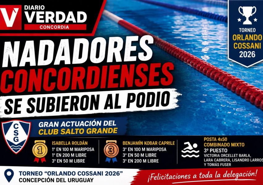 Nadadores de Concordia se destacaron en el Torneo Orlando Cossani 2026