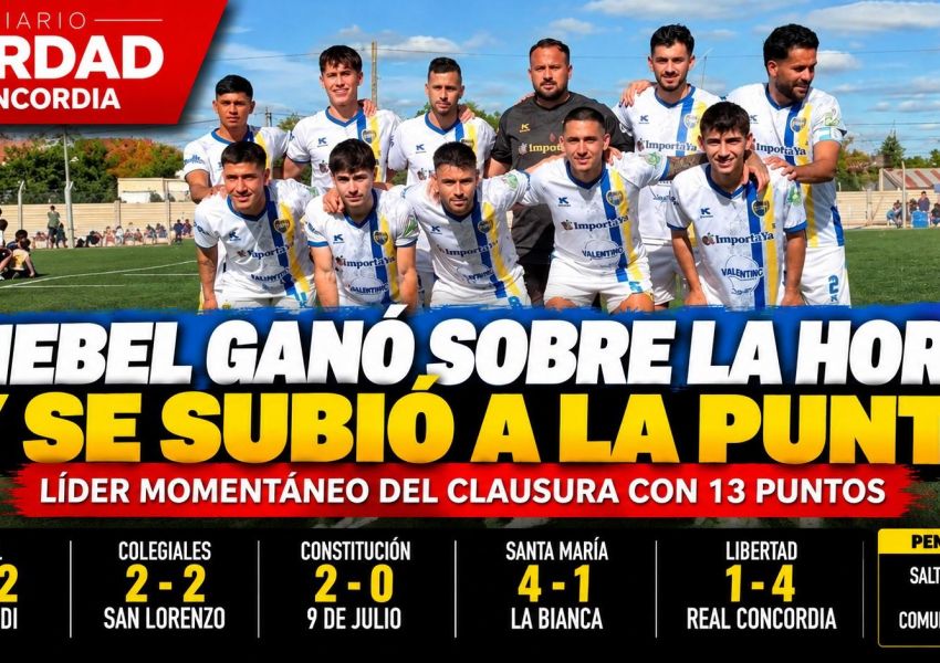 Nebel ganó un partidazo sobre la hora y quedó como líder momentáneo del Clausura