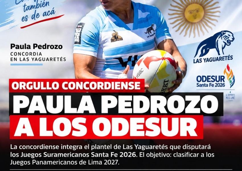 Orgullo concordiense: Paula Pedrozo representará a Argentina con Las Yaguaretés en los ODESUR