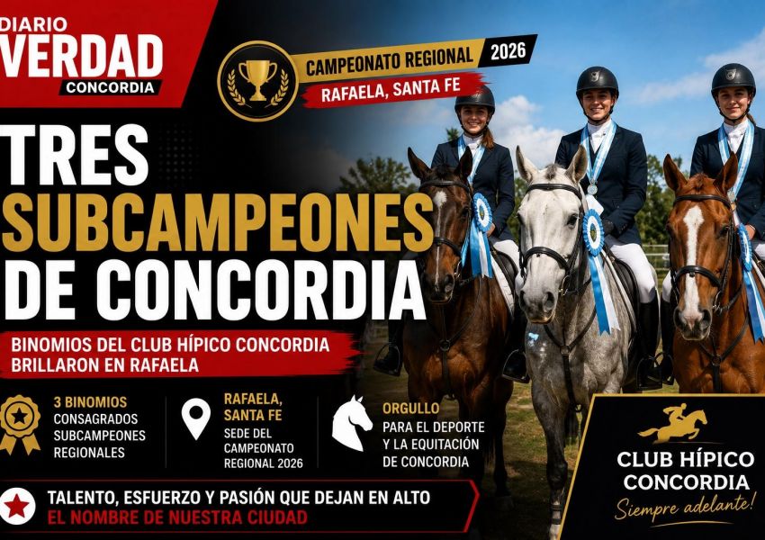 Orgullo concordiense: tres binomios del Club Hípico fueron subcampeones regionales en Rafaela