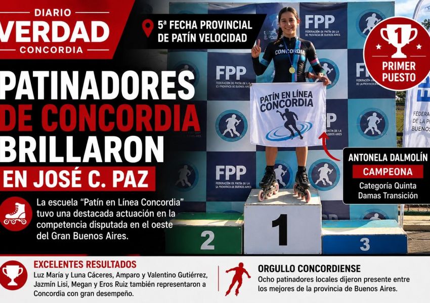 Patinadores de Concordia brillaron en José C. Paz y subieron al podio provincial