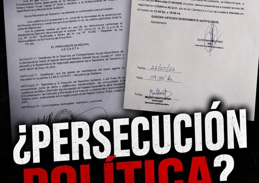 ¿Persecución política? Denuncian traslado y “castigo” a un agente municipal en Concordia