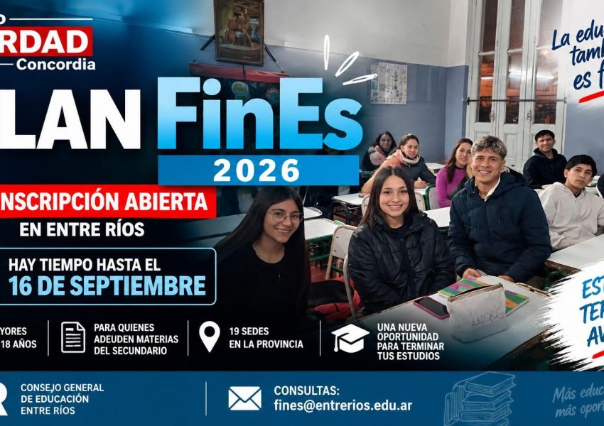 Plan FinEs 2026: abrieron las preinscripciones en Entre Ríos y hay tiempo hasta el 16 de septiembre