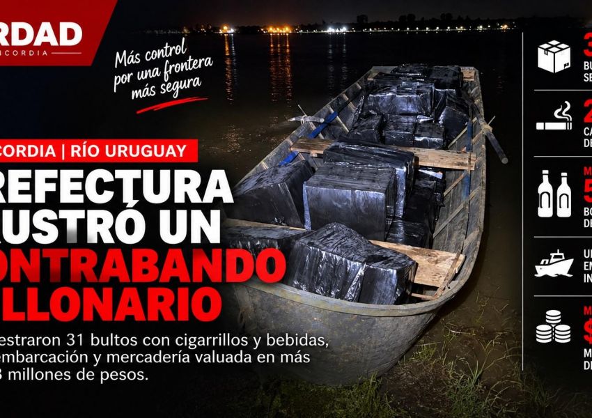 Prefectura frustró un presunto contrabando millonario en la costa de Concordia