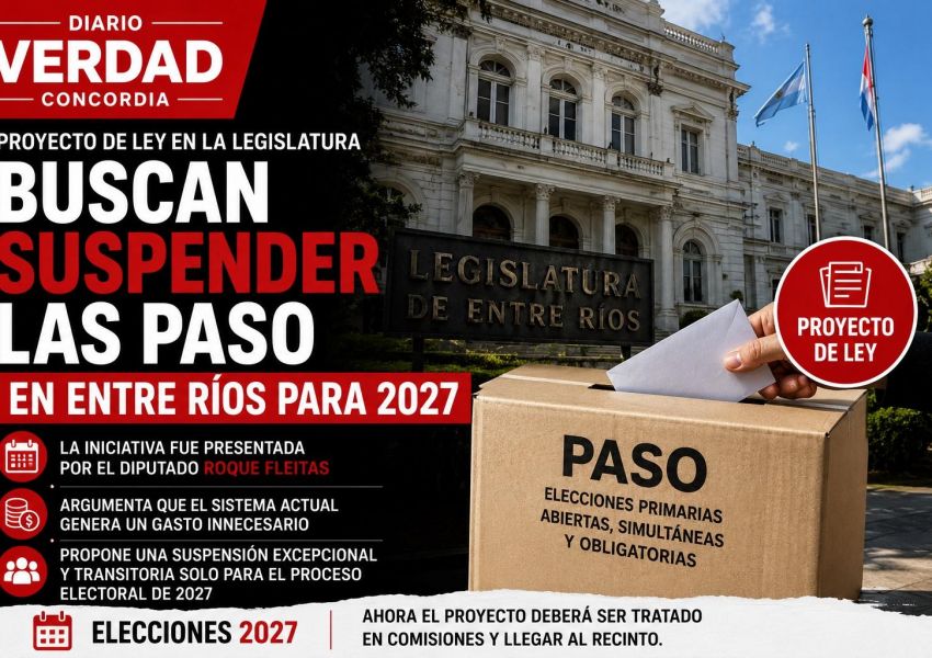 Presentaron un proyecto para suspender las PASO en Entre Ríos durante las elecciones de 2027