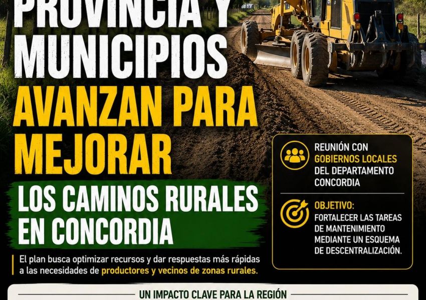 Provincia y municipios avanzan en un plan para mejorar caminos rurales en Concordia