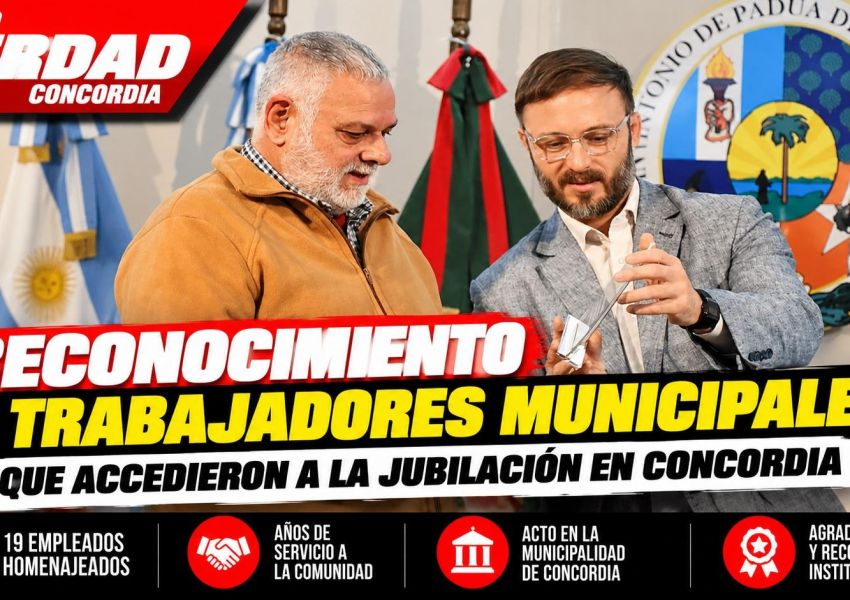 Reconocieron a 19 trabajadores municipales de Concordia que iniciaron su etapa de jubilación