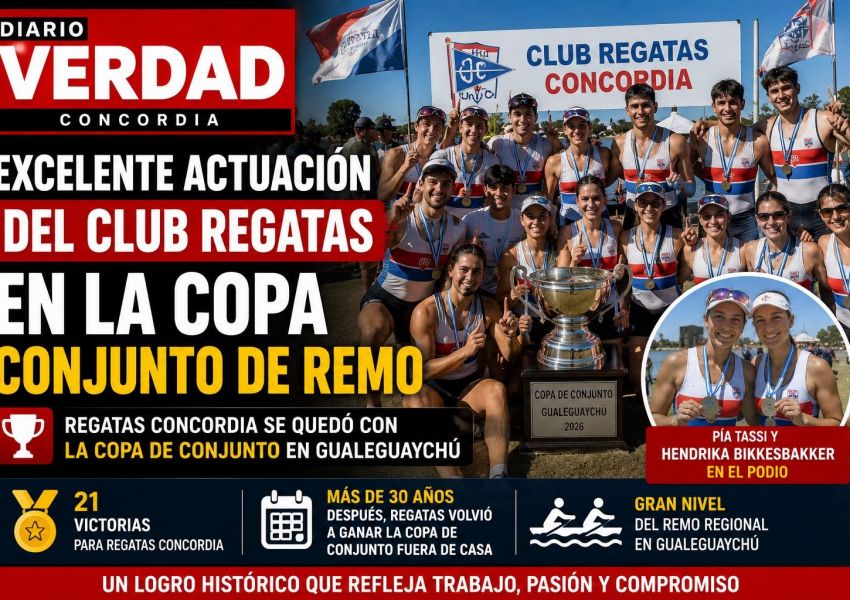 Regatas Concordia hizo historia y se quedó con la Copa de Conjunto en Gualeguaychú