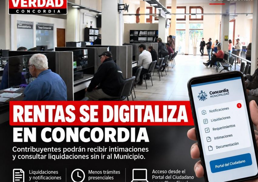 Rentas se digitaliza en Concordia: contribuyentes podrán recibir intimaciones y consultar liquidaciones sin ir al Municipio