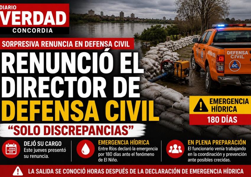 Renunció el director de Defensa Civil de Entre Ríos en plena emergencia hídrica: habló de “discrepancias”