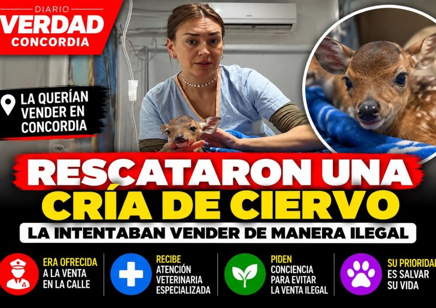 Rescataron una cría de ciervo que intentaban vender en Concordia y ahora lucha por sobrevivir