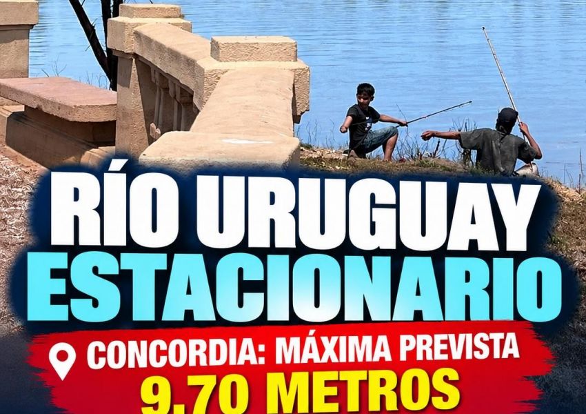 Río Uruguay en Concordia: prevén que permanezca estacionario y la cota máxima sería de 9,70 metros