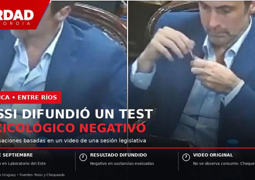 Rossi difundió un examen toxicológico negativo tras la viralización de un video legislativo