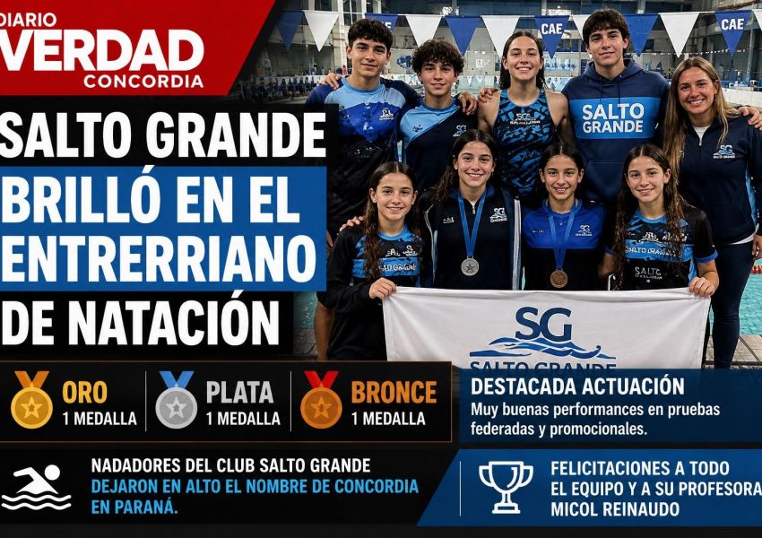 Salto Grande brilló en el Entrerriano de Natación con tres medallas y destacadas actuaciones