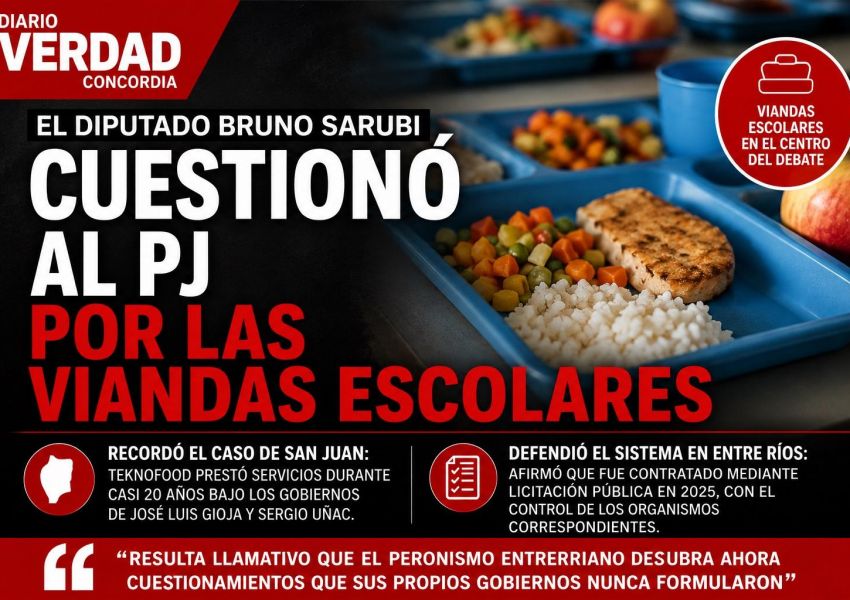 Sarubi cruzó al PJ por las viandas escolares y puso como ejemplo el caso de San Juan