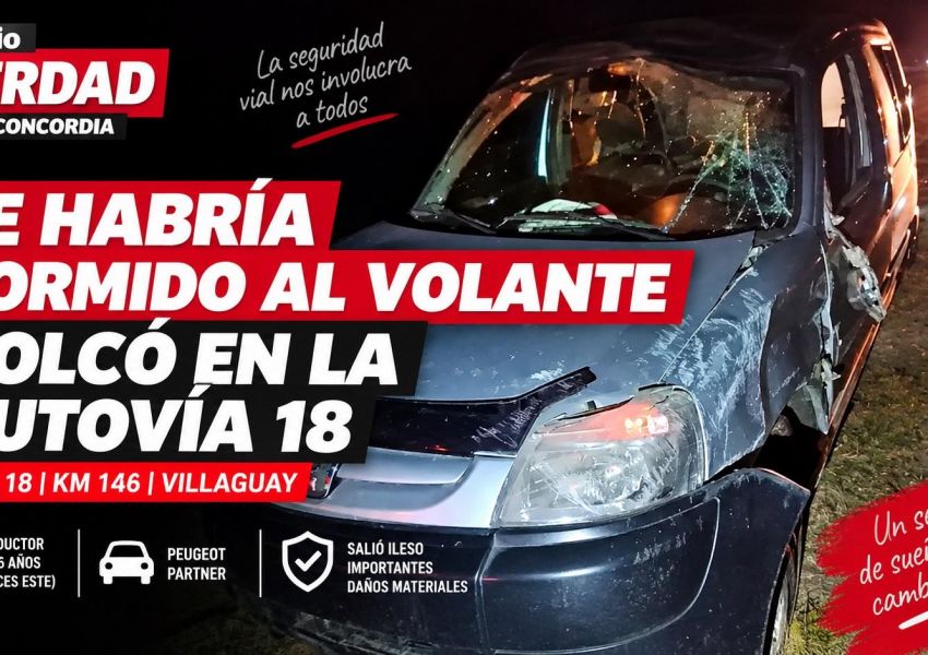 Se habría dormido al volante y volcó en la Autovía 18: salió ileso