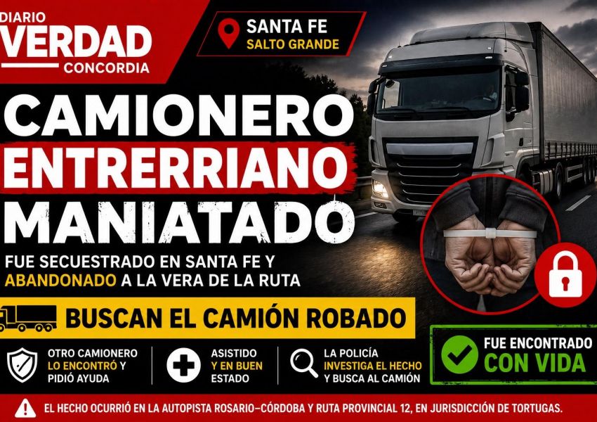 Secuestraron y maniataron a un camionero entrerriano en Santa Fe: buscan el vehículo robado