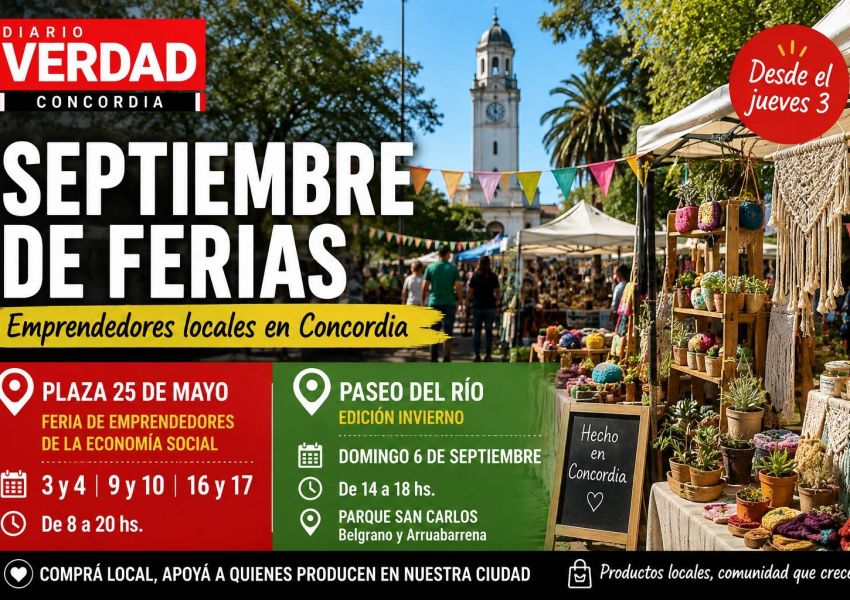 Septiembre llega con ferias en Concordia: días, horarios y lugares para comprar productos locales