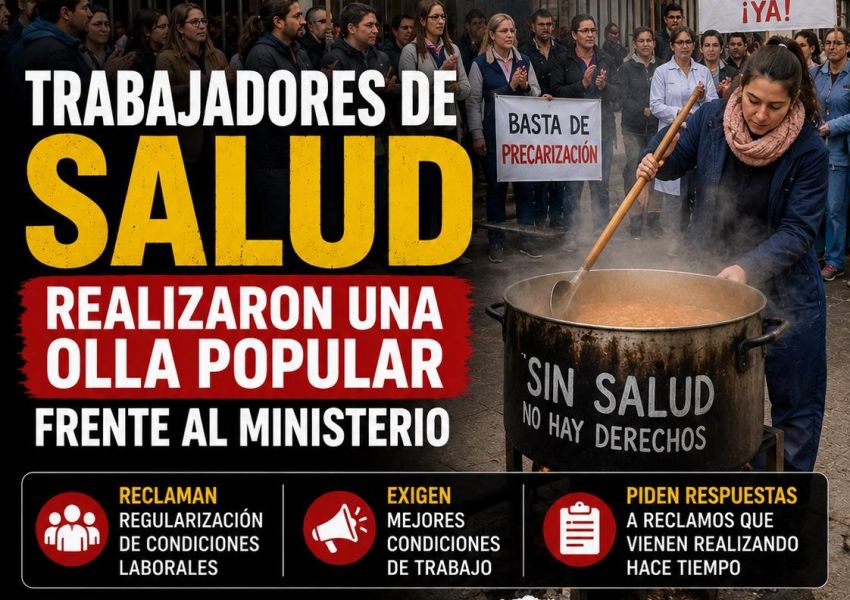 Trabajadores de Salud realizaron una olla popular frente al Ministerio y reclamaron mejoras laborales
