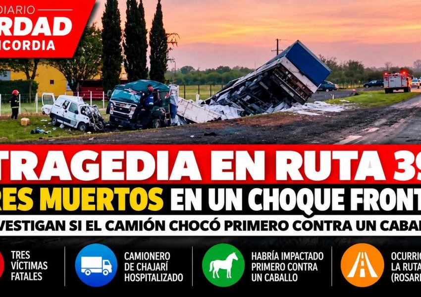 Tragedia en Entre Ríos: un camionero de Chajarí chocó de frente contra una camioneta y murieron tres personas