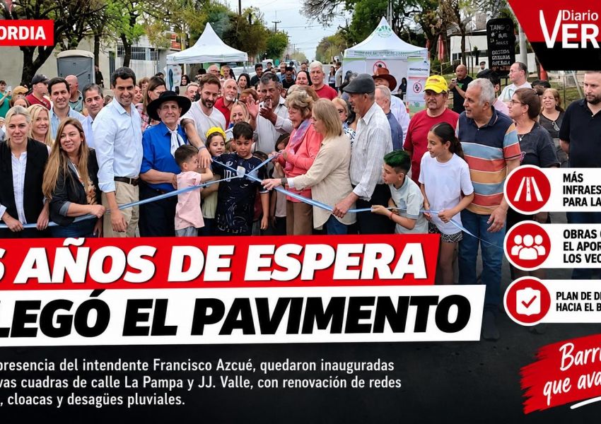 Tras 16 años de espera, vecinos de Concordia estrenaron el pavimento en La Pampa y JJ. Valle