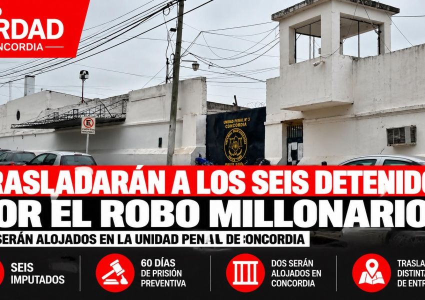 Trasladarán a cárceles de Entre Ríos a los seis detenidos por el millonario robo en una finca de Federación