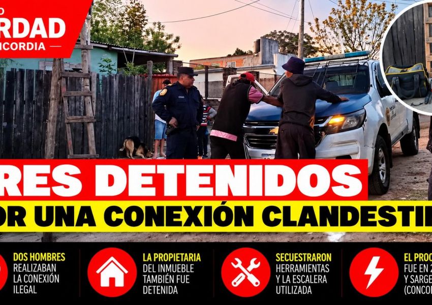 Tres detenidos por una conexión eléctrica clandestina en un barrio de Concordia