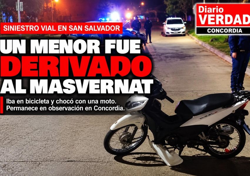 Un menor fue derivado al hospital Masvernat tras chocar con una moto en San Salvador