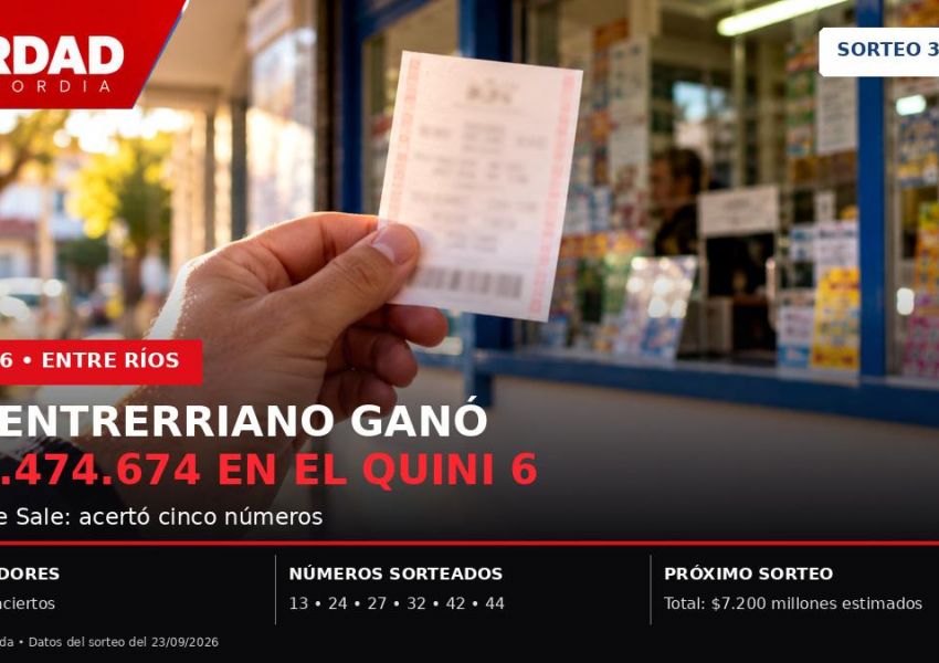 Una apuesta entrerriana ganó más de $18 millones en el Quini 6: estos fueron los números