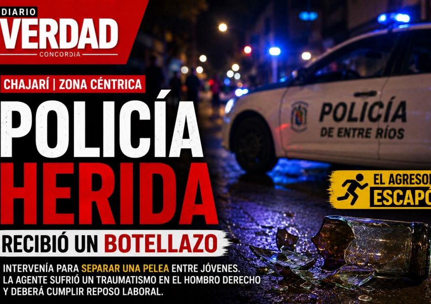 Una policía fue herida de un botellazo cuando intentaba frenar una pelea en pleno centro