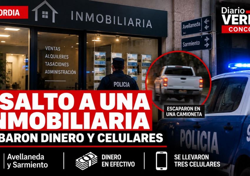 Violento asalto a una inmobiliaria en Concordia: robaron dinero y celulares y huyeron en una camioneta