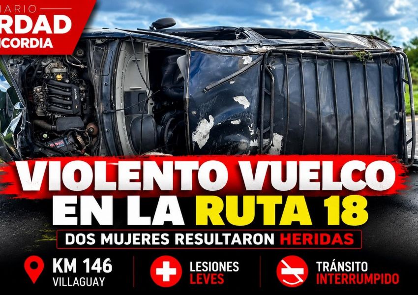 Violento vuelco en la Ruta 18: dos mujeres resultaron heridas y debieron cortar totalmente el tránsito