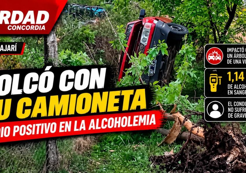 Volcó con una camioneta en Chajarí y dio más del doble del límite permitido en el test de alcoholemia